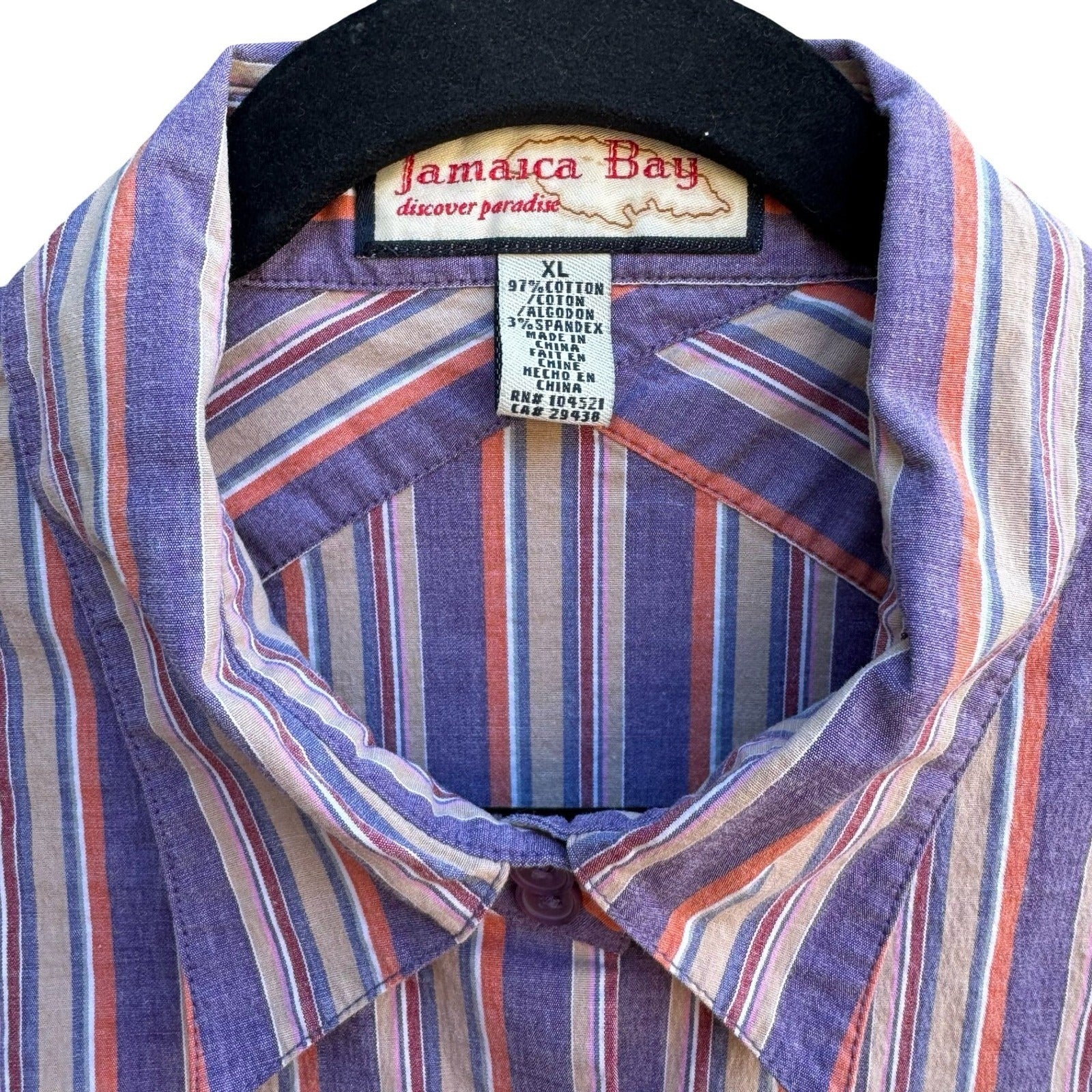 Jamaica Bay Coastal Nautical Preppy Striped Stretch Cotton French Cuff Shirt XL