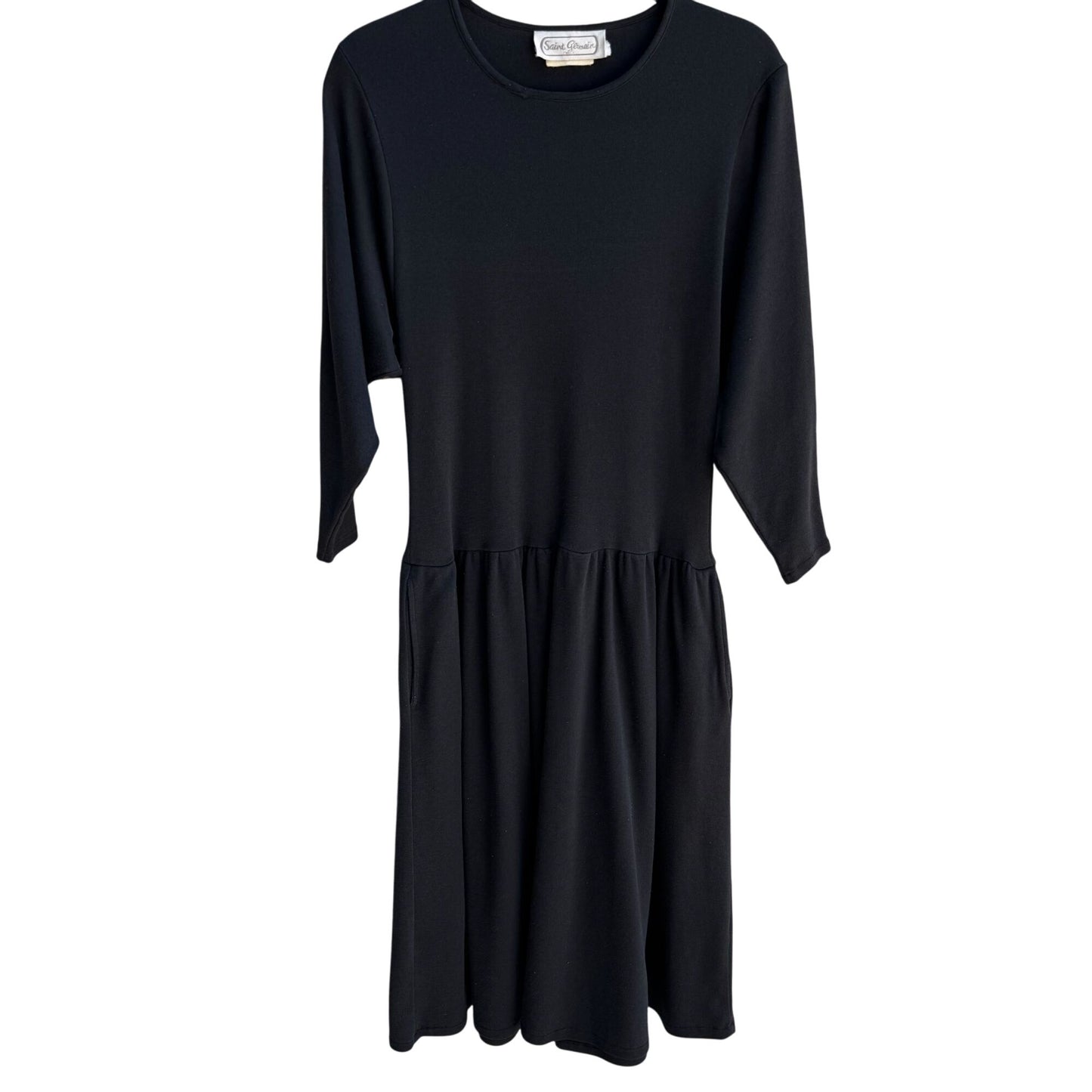 Saint Germain Vintage Womens Black Batwing Dolman 3/4 Sleeve A Line Dress M