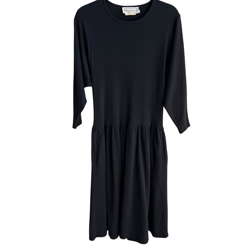 Saint Germain Vintage Womens Black Batwing Dolman 3/4 Sleeve A Line Dress M