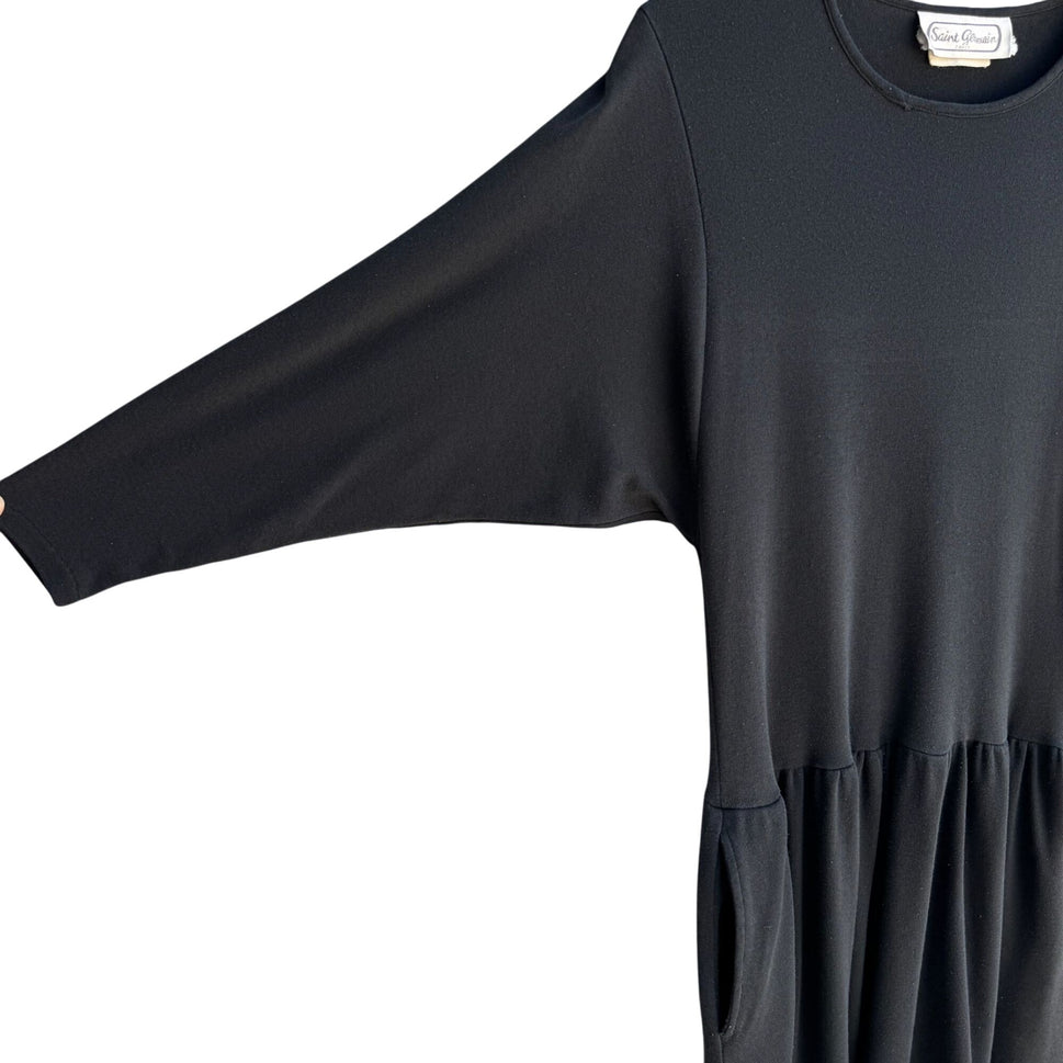 Saint Germain Vintage Womens Black Batwing Dolman 3/4 Sleeve A Line Dress M