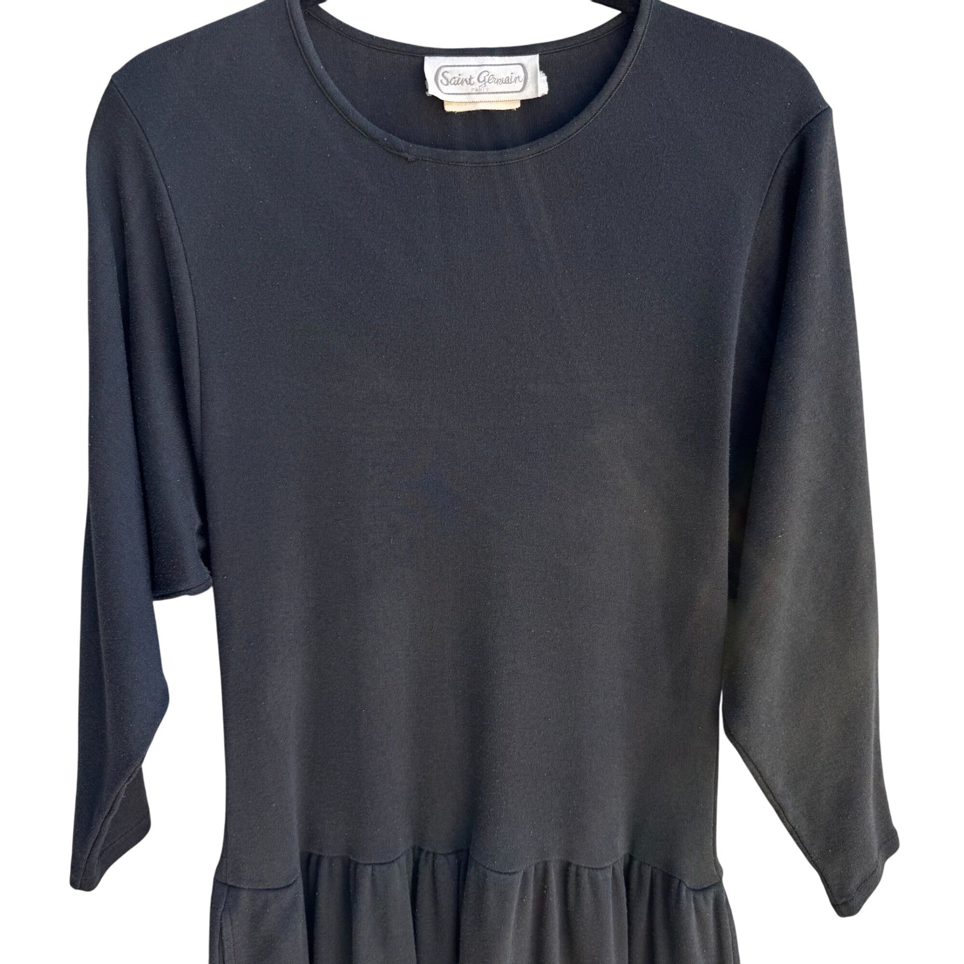 Saint Germain Vintage Womens Black Batwing Dolman 3/4 Sleeve A Line Dress M