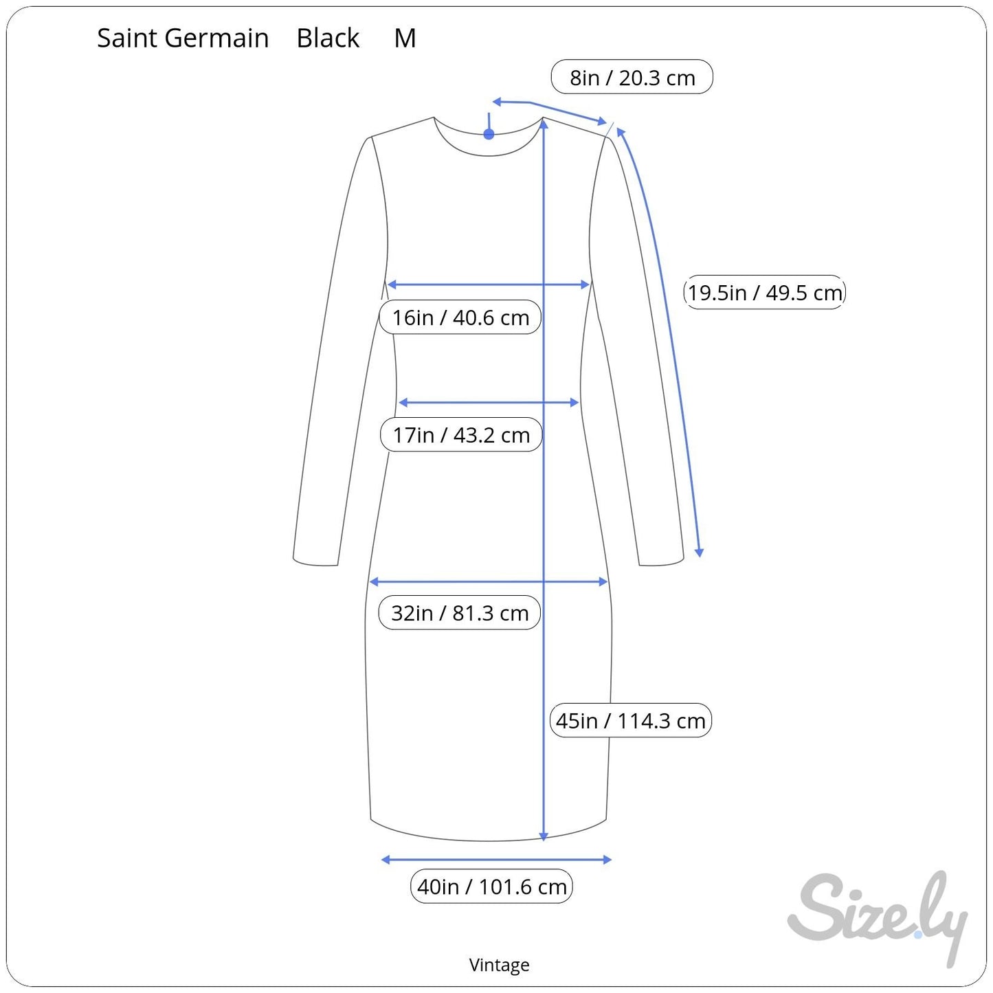 Saint Germain Vintage Womens Black Batwing Dolman 3/4 Sleeve A Line Dress M