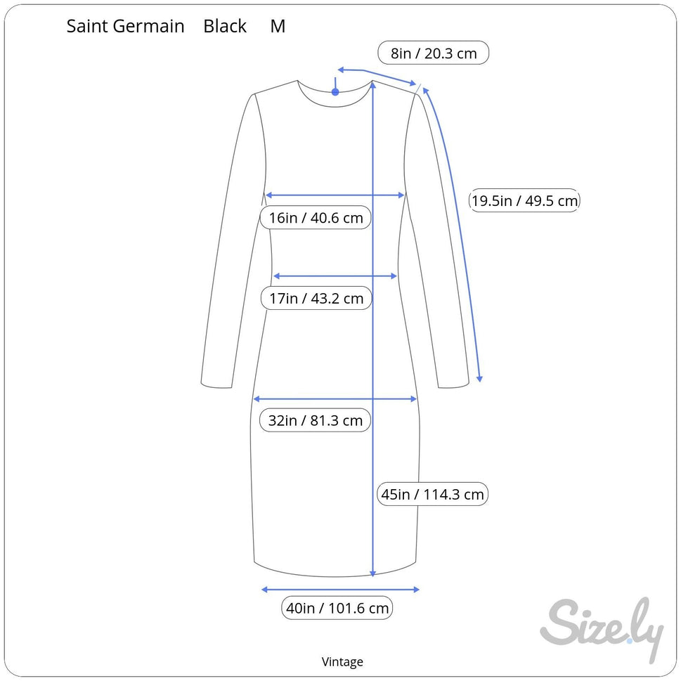 Saint Germain Vintage Womens Black Batwing Dolman 3/4 Sleeve A Line Dress M