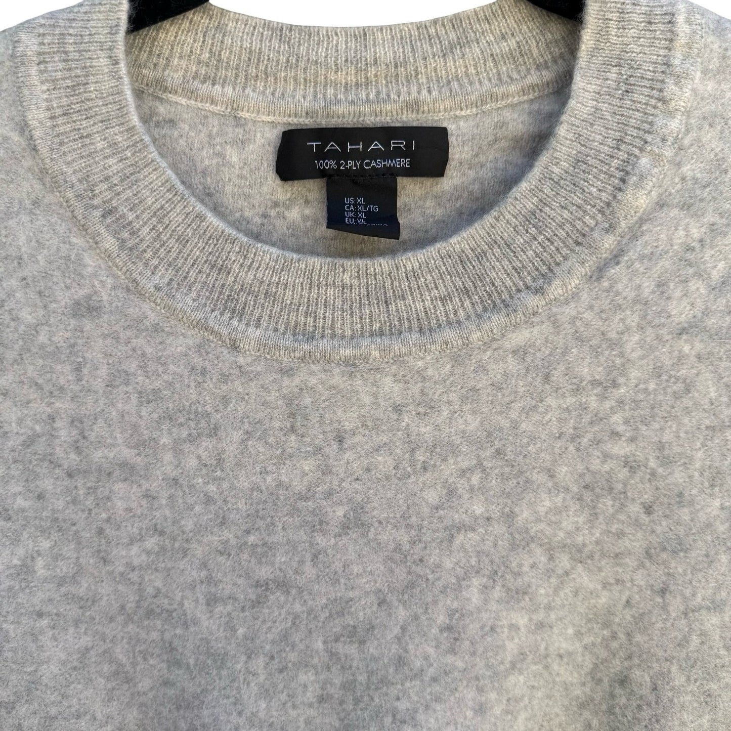 Tahari 100% 2-Ply Cashmere Soft Girl Sweater Minimalist Quiet Luxury Gray L