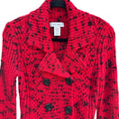 Switch Nine West Womens Red &amp; Black Double-Breasted Wool Blend Knit Cardigan Sweater S 2 image