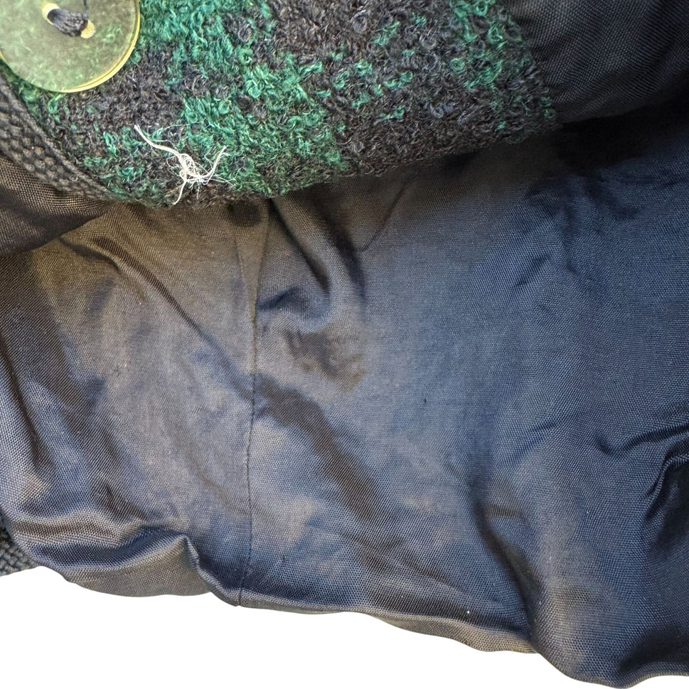 Lord & Taylor Vintage Plaid Green & Black Cropped Wool Jacket 4P With Gold Buttons