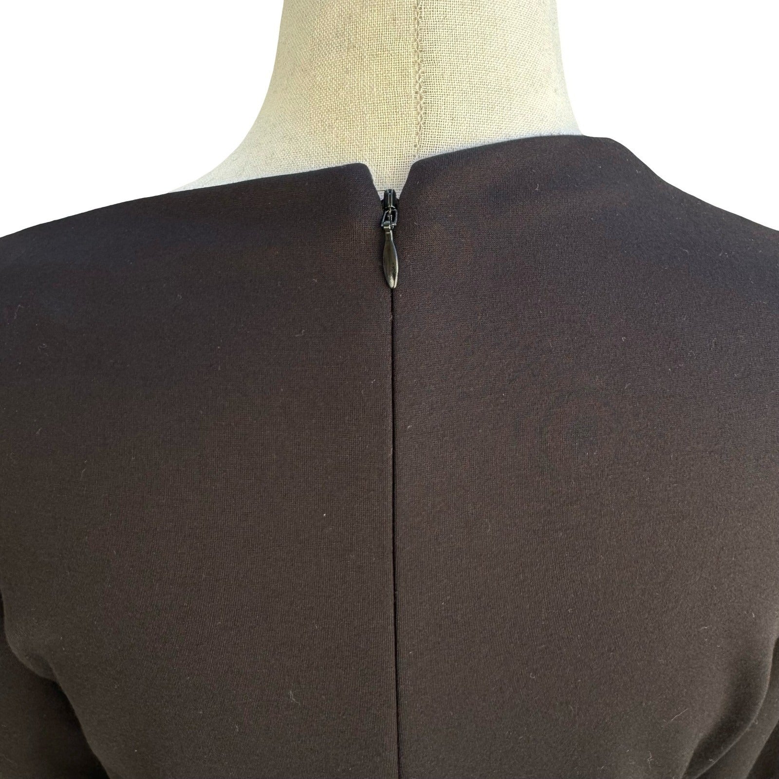 Elie Tahari Mozelle Asymmetrical Neck Ruched Minimalist Sheath Dress LBD Black 6