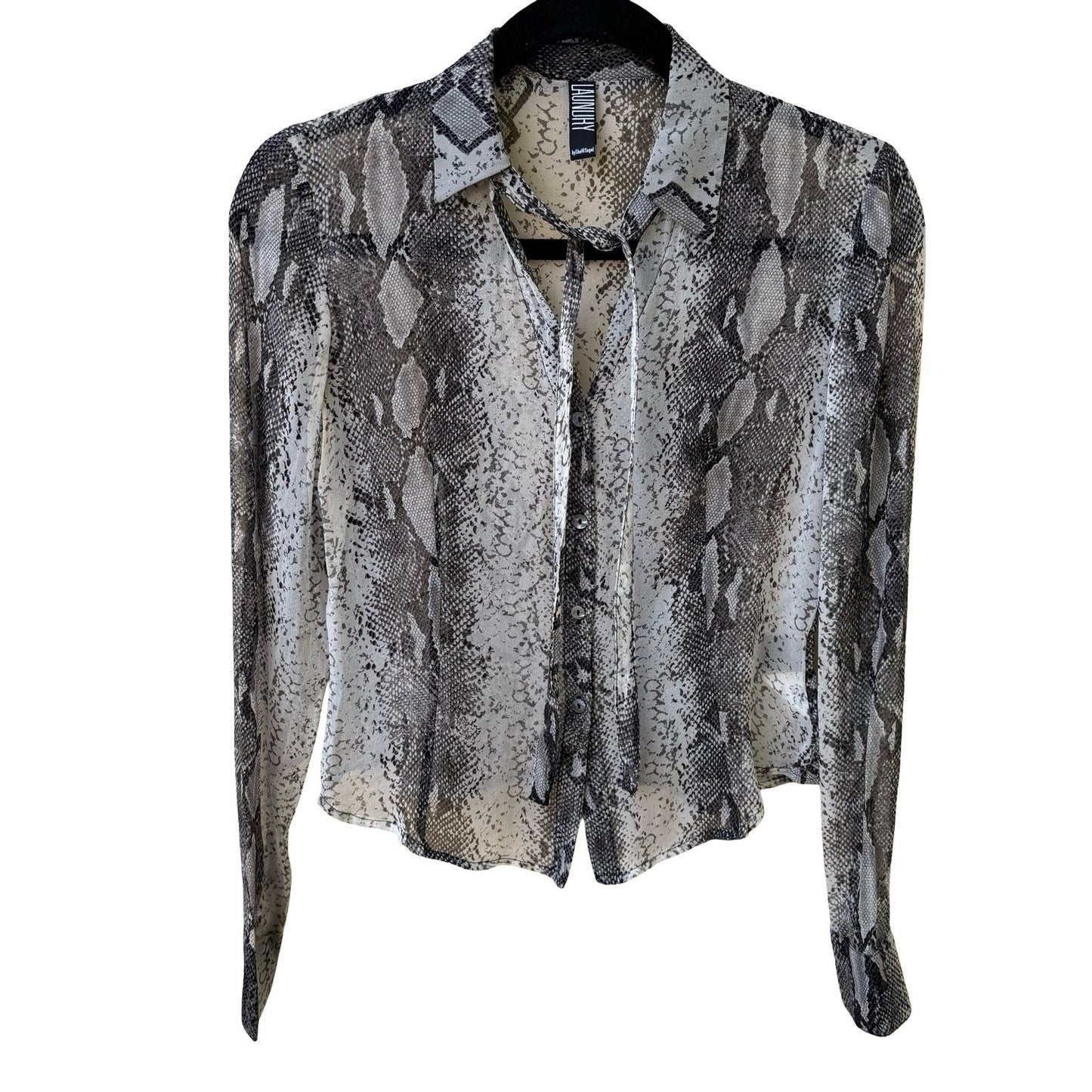 Laundry Shelli Segal Y2K Silk Snakeskin Print Tie Neck Blouse Mob Wife Indie 6