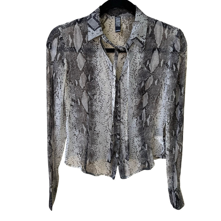 Laundry Shelli Segal Y2K Silk Snakeskin Print Tie Neck Blouse Mob Wife Indie 6