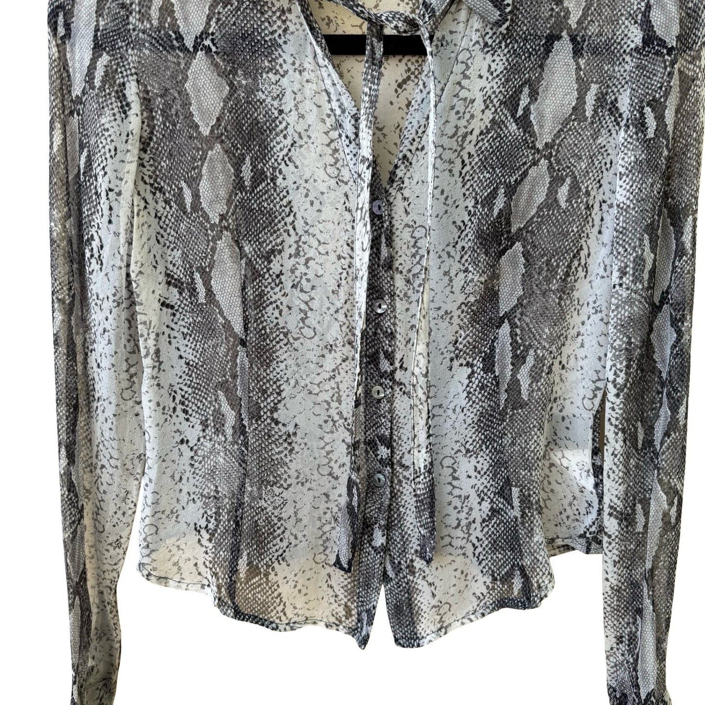 Laundry Shelli Segal Y2K Silk Snakeskin Print Tie Neck Blouse Mob Wife Indie 6