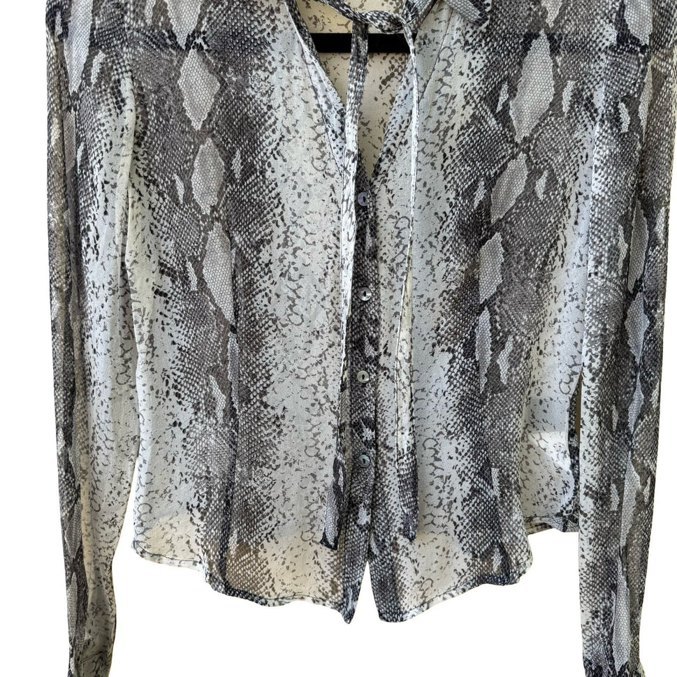 Laundry Shelli Segal Y2K Silk Snakeskin Print Tie Neck Blouse Mob Wife Indie 6