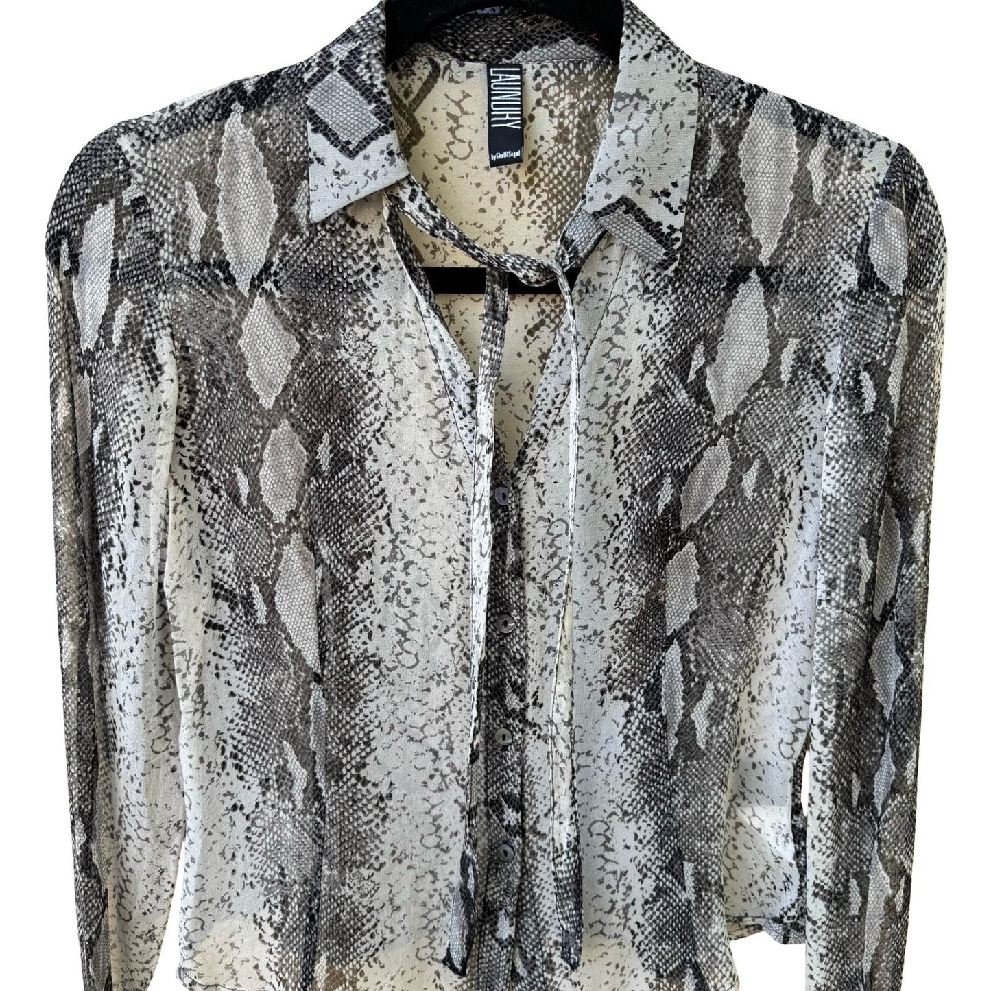 Laundry Shelli Segal Y2K Silk Snakeskin Print Tie Neck Blouse Mob Wife Indie 6