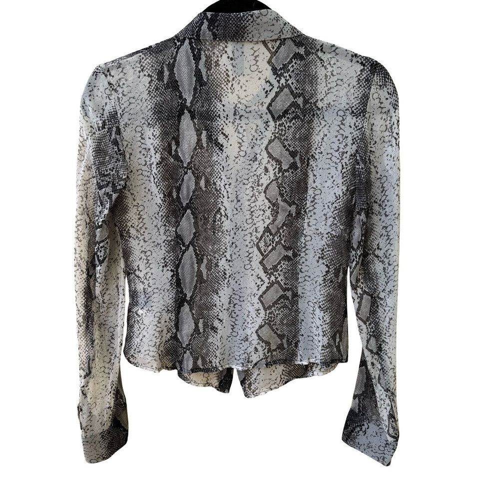 Laundry Shelli Segal Y2K Silk Snakeskin Print Tie Neck Blouse Mob Wife Indie 6