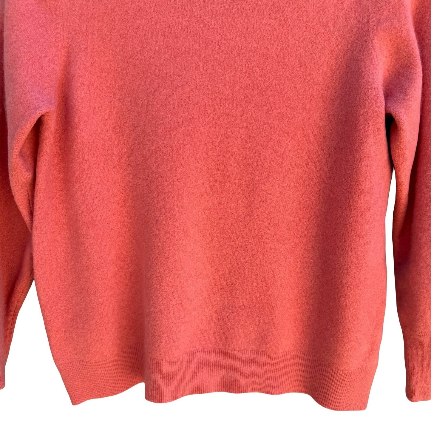Pure Collection 100% Cashmere Luxury Minimalist Preppy Sweater Coral Womens L