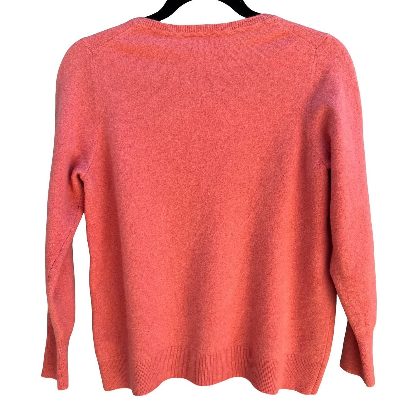 Pure Collection 100% Cashmere Luxury Minimalist Preppy Sweater Coral Womens L