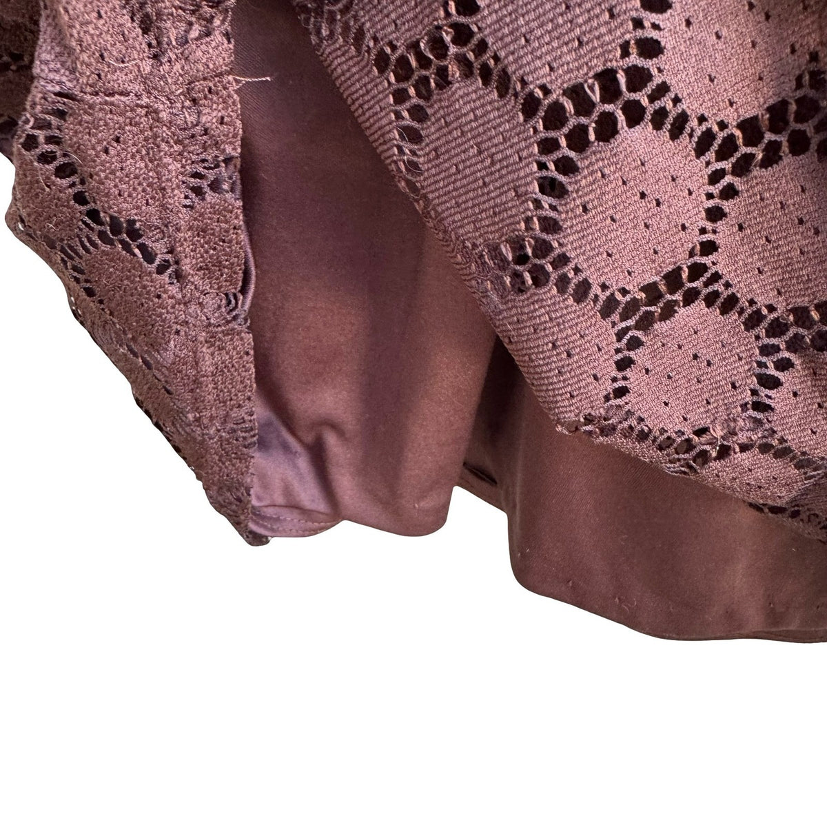 Whimsigoth Coquette Lace Floral Embroidery Boho Cottagcore Shift Dress Brown L