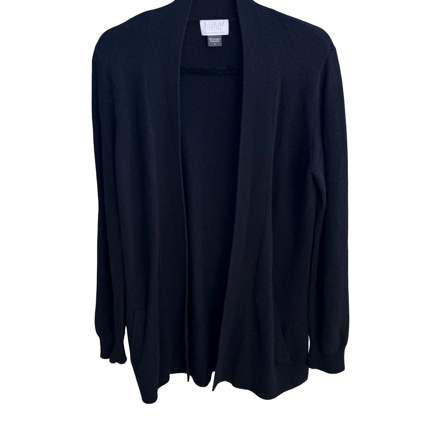 Susan Graf Limited 100% Cashmere Quiet Luxury Cozy Open Front Cardigan Sweater L