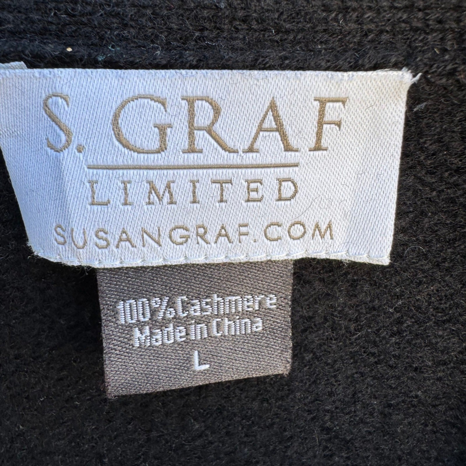 Susan Graf Limited 100% Cashmere Quiet Luxury Cozy Open Front Cardigan Sweater L