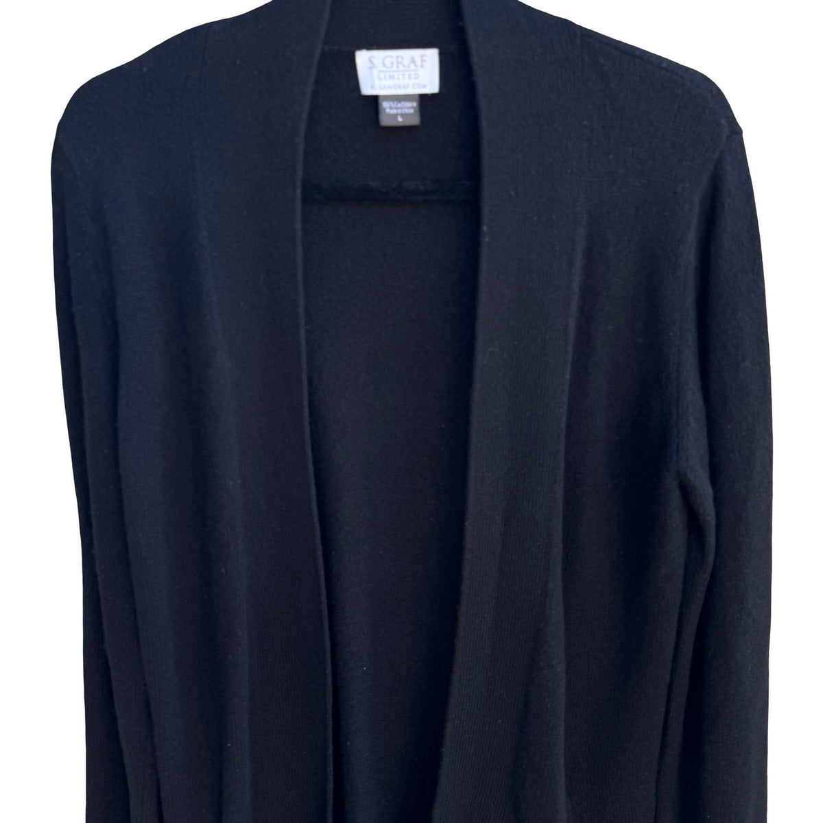 Susan Graf Limited 100% Cashmere Quiet Luxury Cozy Open Front Cardigan Sweater L