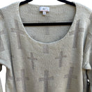 Switch IRIS Y2K Goth Grunge Alt Metallic Cross Pattern Shimmer Knit Sweater Beige L 3 image