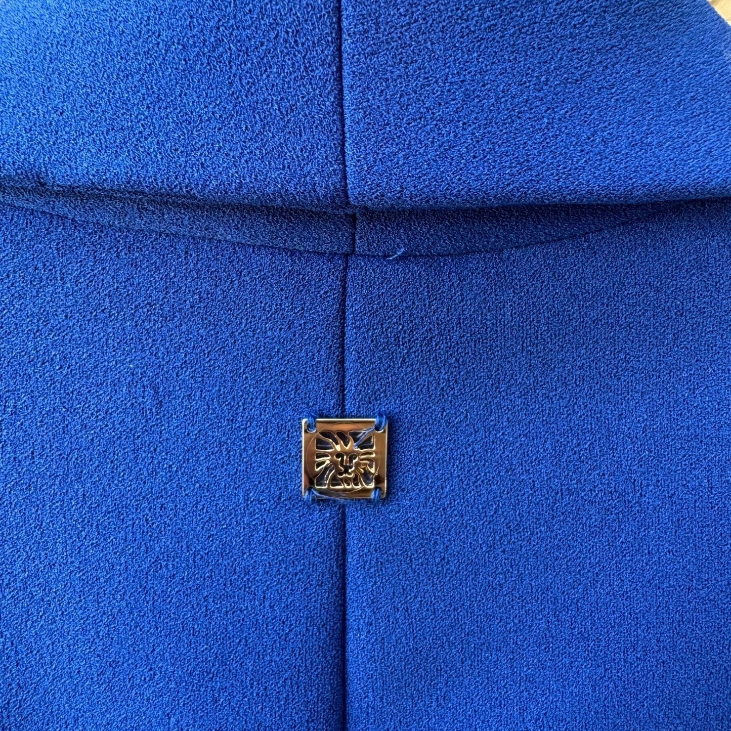 Anne Klein Minimalist Open Front 3/4 Cuffed Sleeve Blazer Jacket Blue L NEW