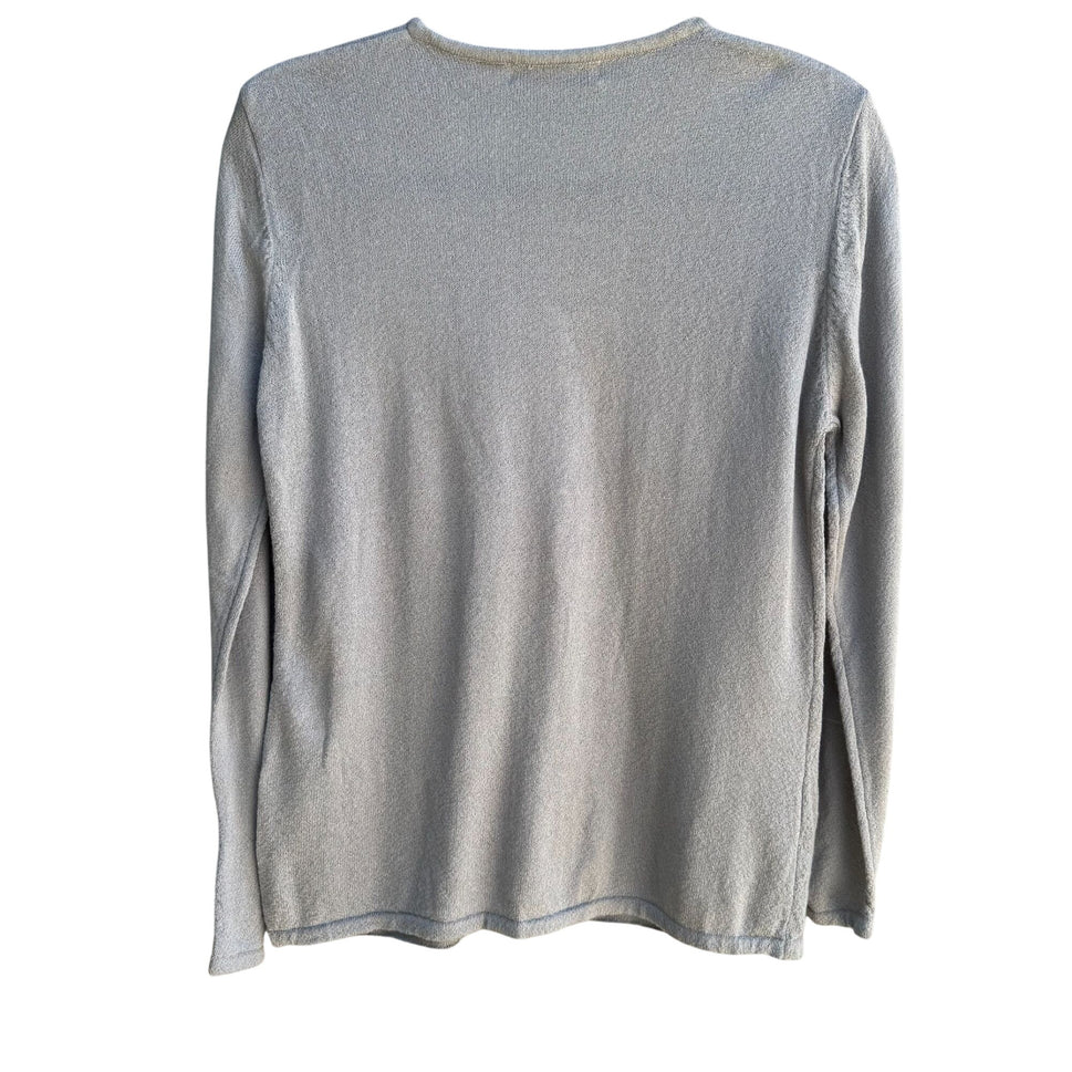 Carolyn Taylor Essentials Y2K Womens Gray V-Neck Button Up Cardigan Sweater S/C