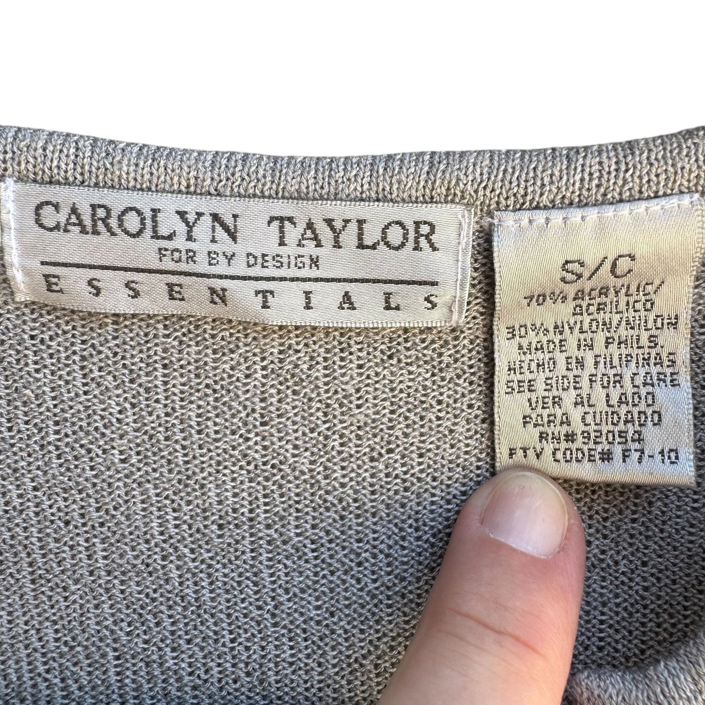 Carolyn Taylor Essentials Y2K Womens Gray V-Neck Button Up Cardigan Sweater S/C