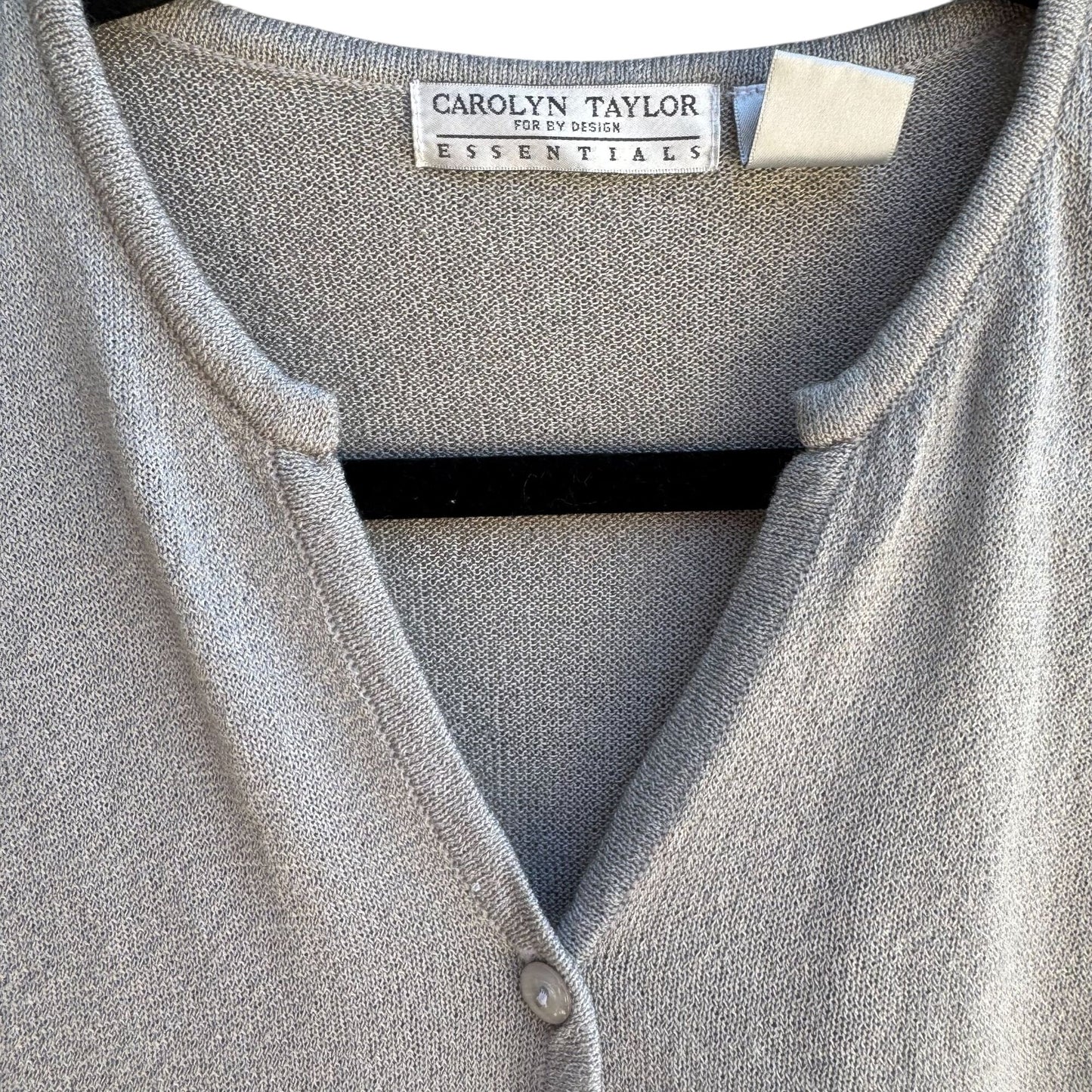 Carolyn Taylor Essentials Y2K Womens Gray V-Neck Button Up Cardigan Sweater S/C
