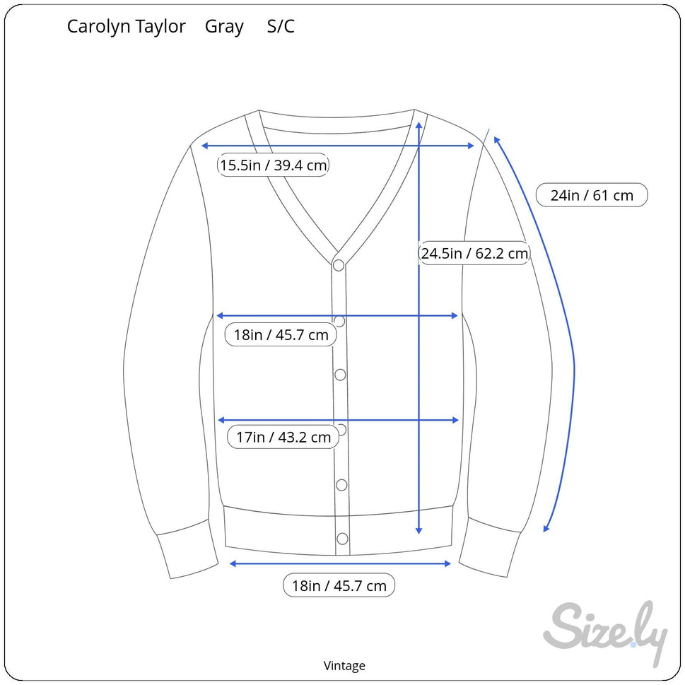 Carolyn Taylor Essentials Y2K Womens Gray V-Neck Button Up Cardigan Sweater S/C