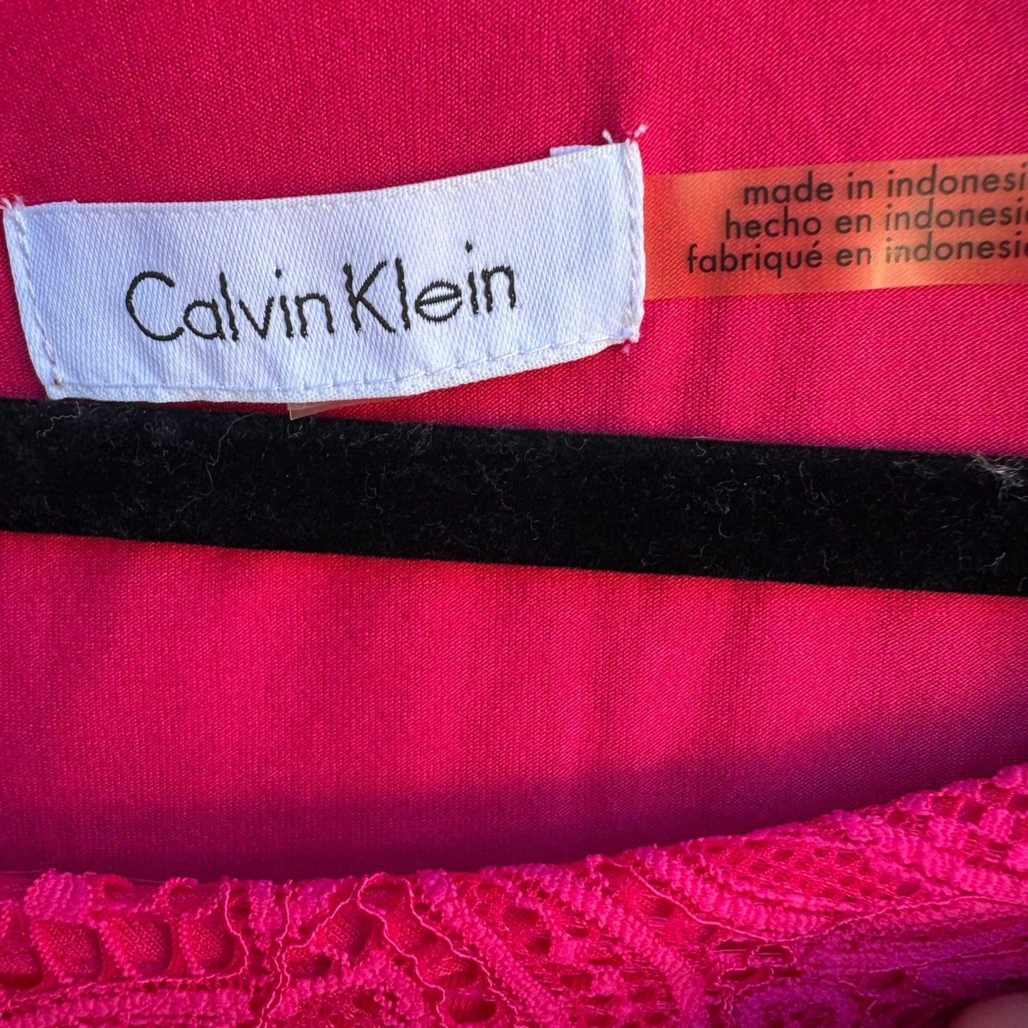 Calvin Klein Romantic Feminine Hot Pink Floral Lace Overlay Sleeveless Blouse XL