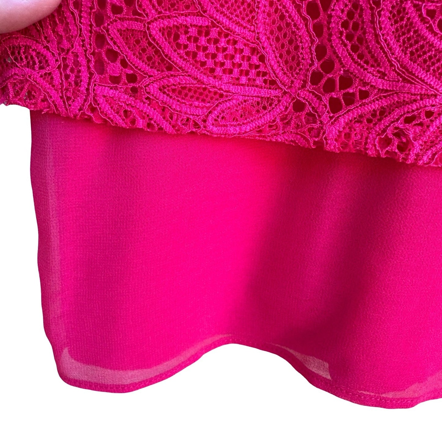 Calvin Klein Romantic Feminine Hot Pink Floral Lace Overlay Sleeveless Blouse XL