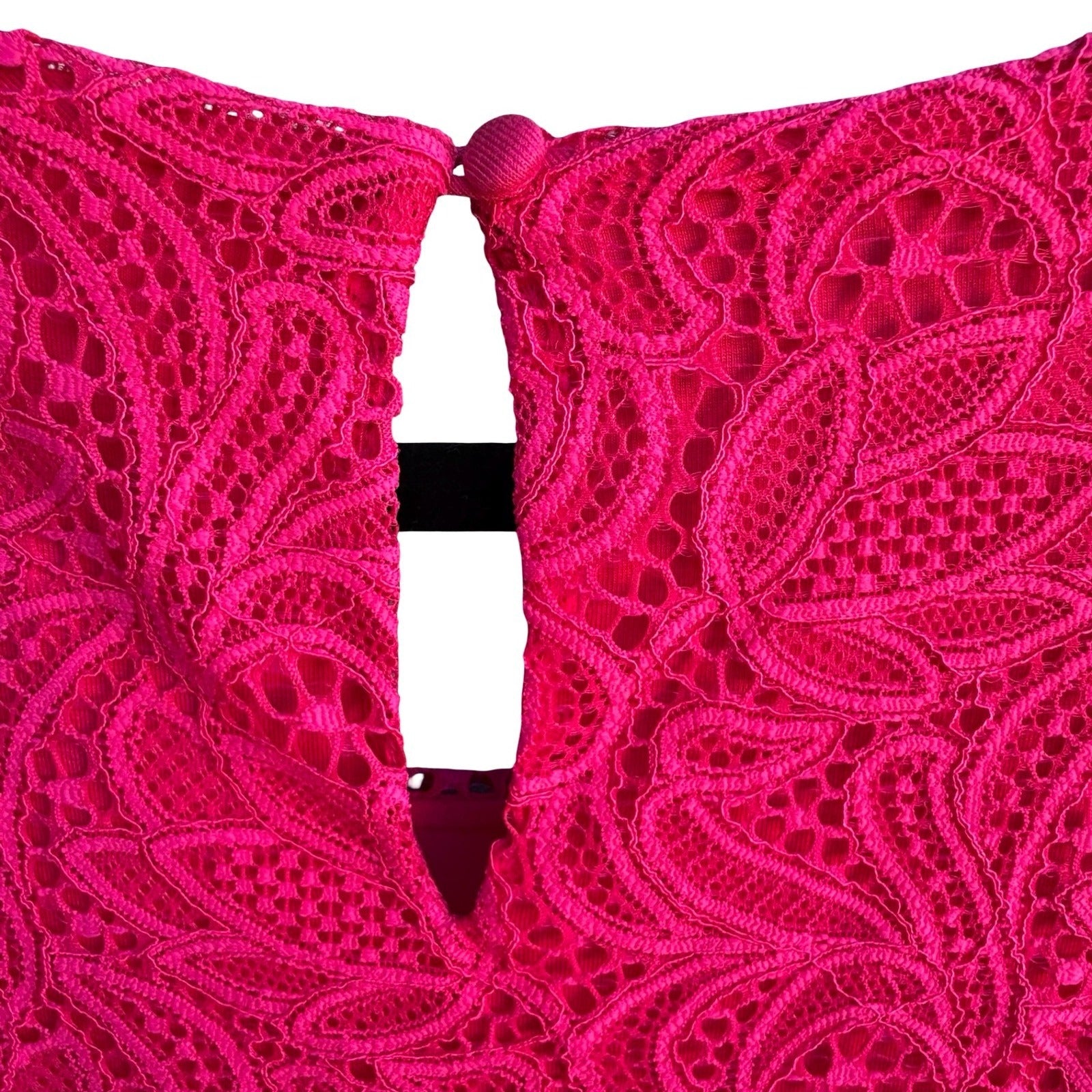 Calvin Klein Romantic Feminine Hot Pink Floral Lace Overlay Sleeveless Blouse XL