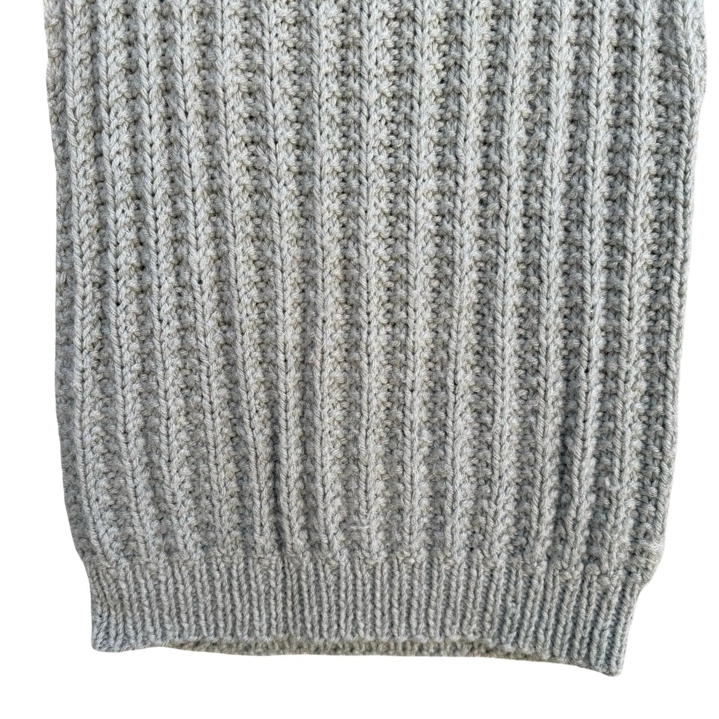 Handmade Gray Chunky Ribbed Knit Sweater Vest Scoop Neck Sleeveless Top Cottage