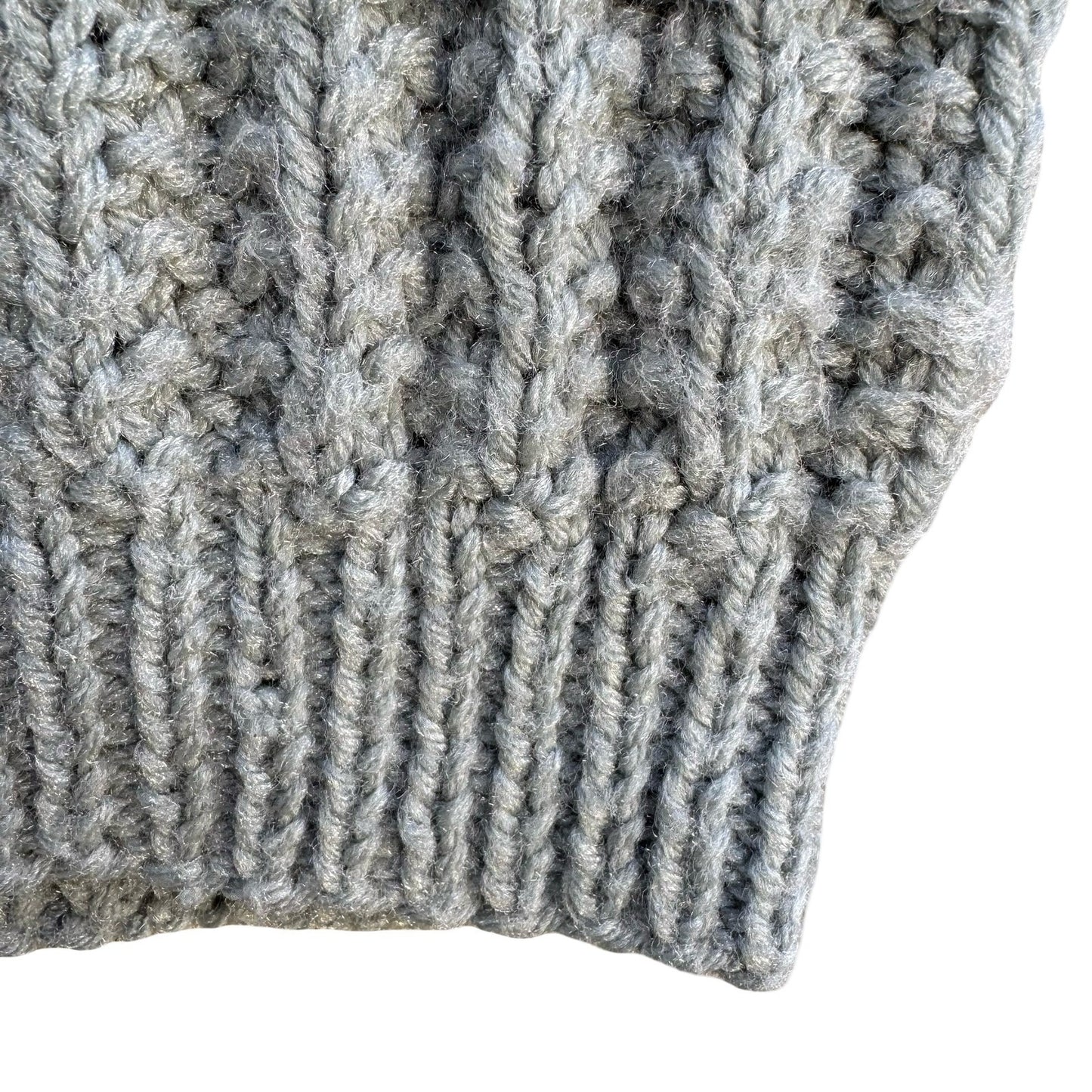 Handmade Gray Chunky Ribbed Knit Sweater Vest Scoop Neck Sleeveless Top Cottage