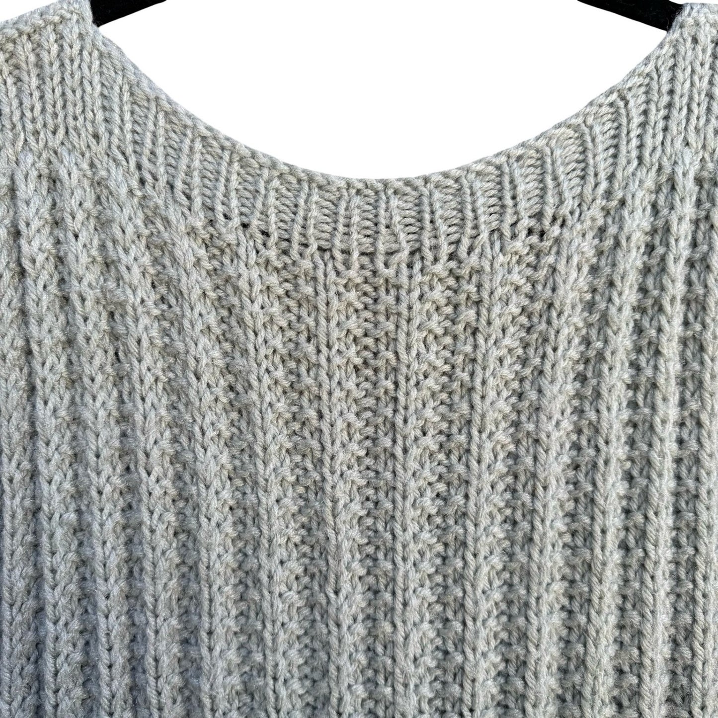 Handmade Gray Chunky Ribbed Knit Sweater Vest Scoop Neck Sleeveless Top Cottage