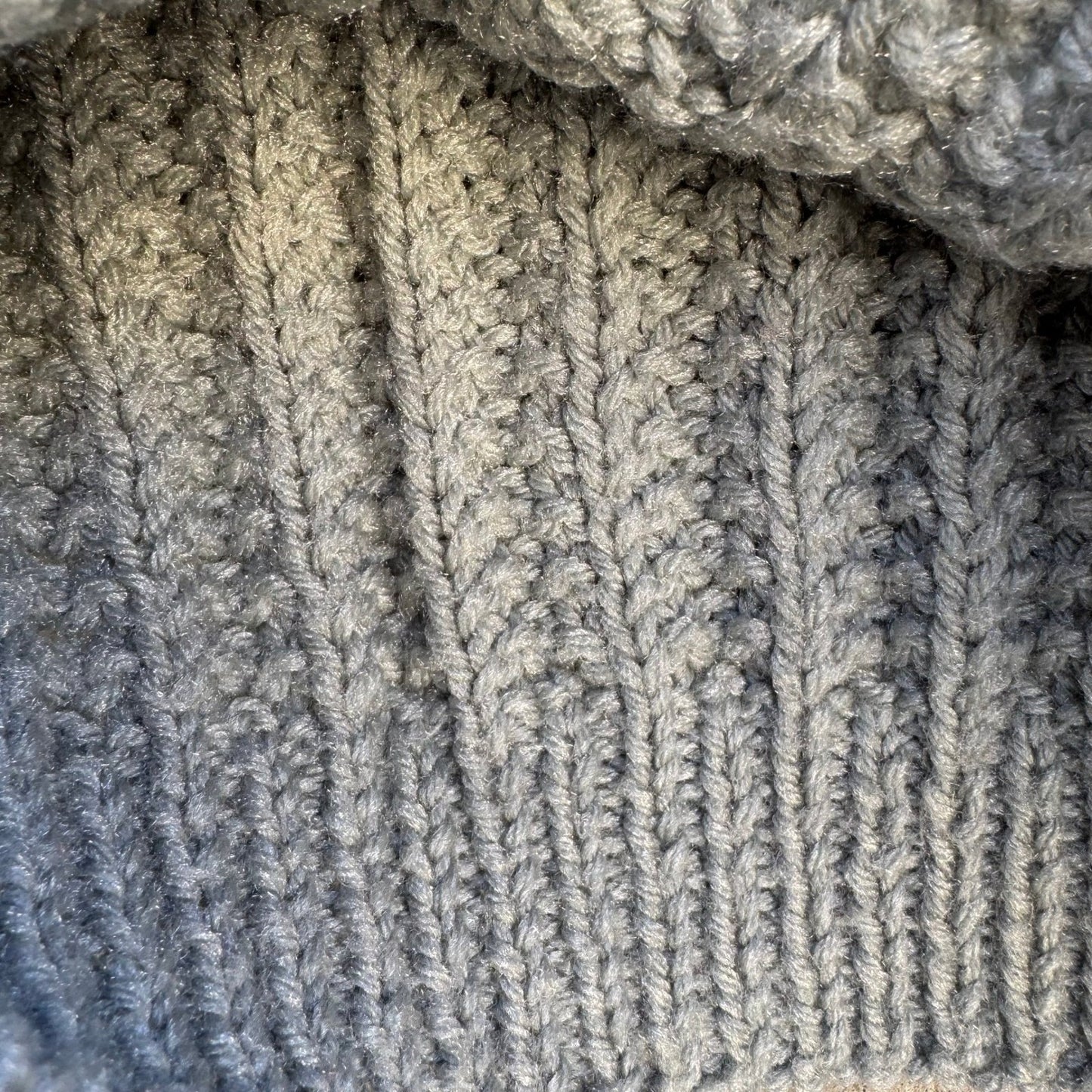 Handmade Gray Chunky Ribbed Knit Sweater Vest Scoop Neck Sleeveless Top Cottage