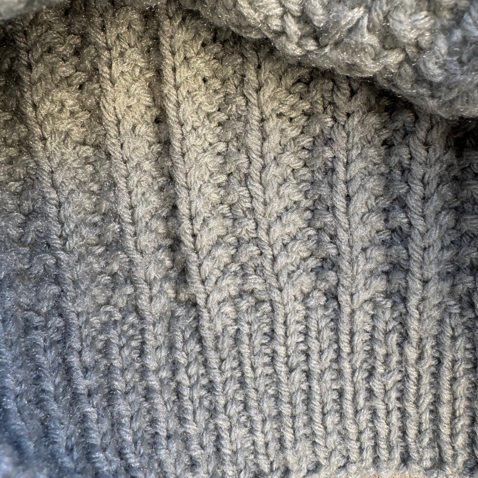 Handmade Gray Chunky Ribbed Knit Sweater Vest Scoop Neck Sleeveless Top Cottage