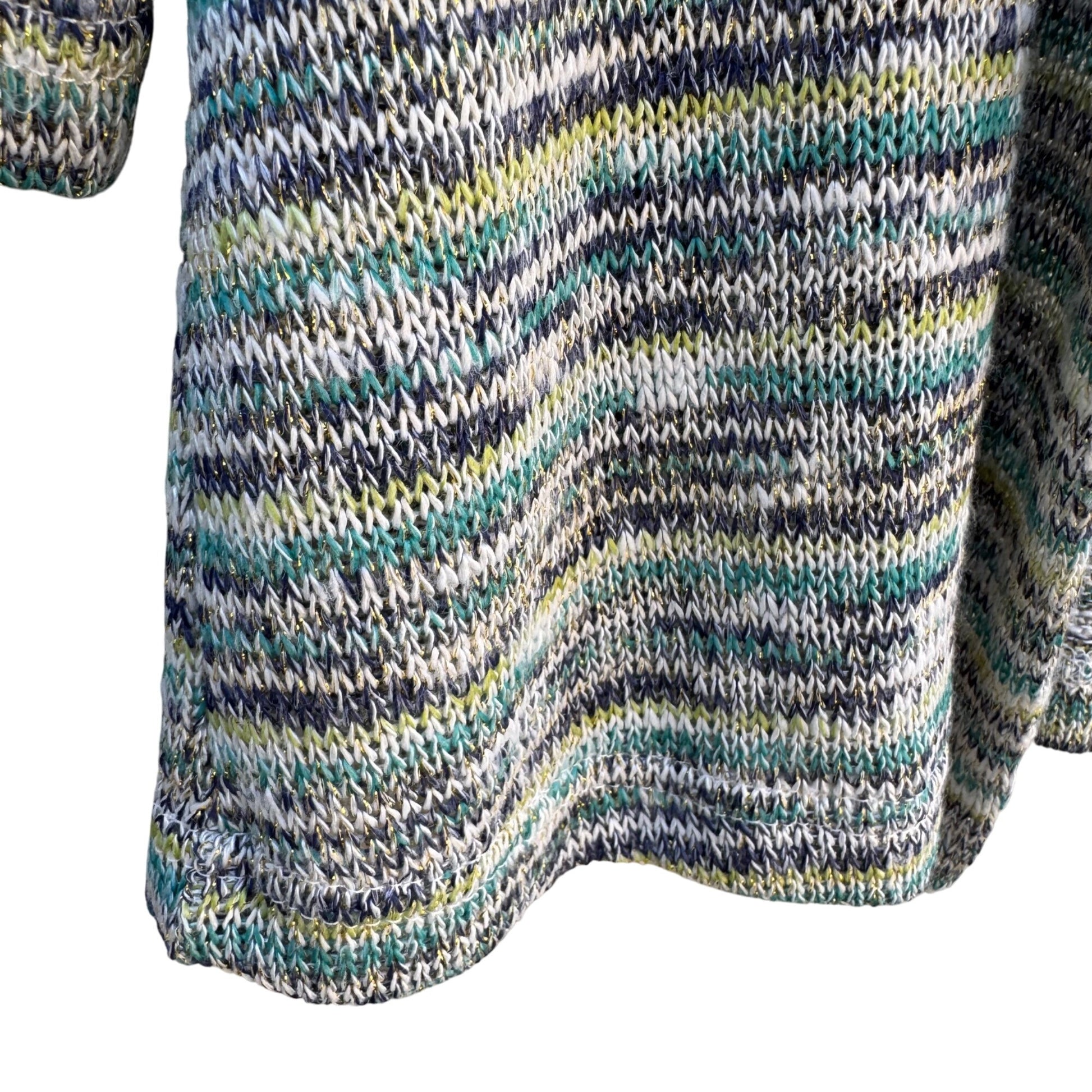 Drapers & Damons Womens Striped Open-Front Knit Metallic Cardigan Sweater M