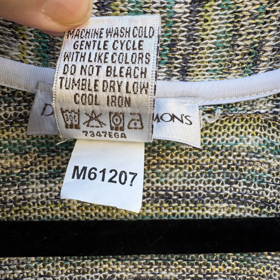 Drapers & Damons Womens Striped Open-Front Knit Metallic Cardigan Sweater M