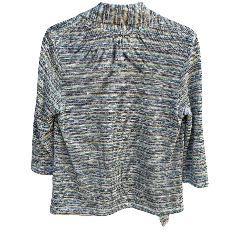 Drapers & Damons Womens Striped Open-Front Knit Metallic Cardigan Sweater M