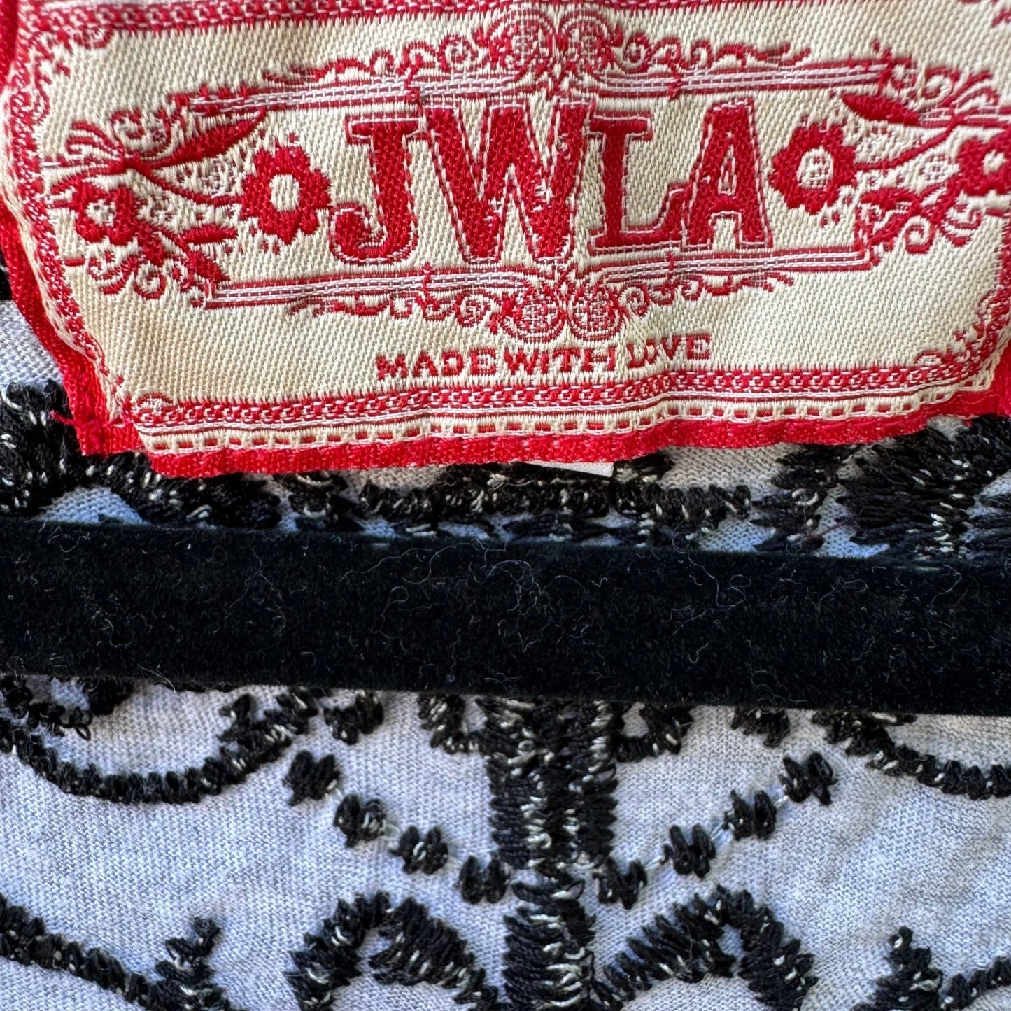 JWLA Johnny Was Embroidered V-Neck Empire Waist Tunic Dress Boho Mini Grey XL
