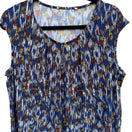 Switch Kasper Blue Abstract Geometric Print Sleeveless Pleated Keyhole Top Mod Layering 3 image