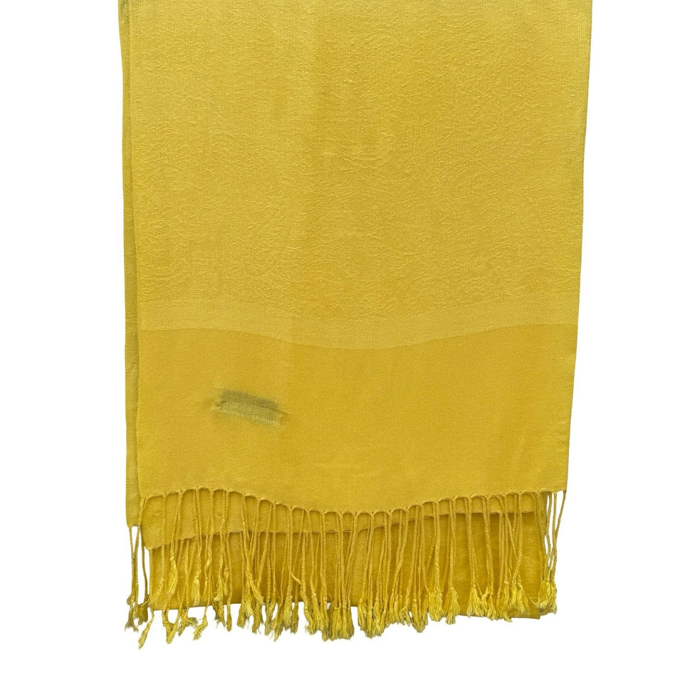 Pashmina 100% Pashmina Yellow Paisley Jacquard Fringe Scarf Shawl Wrap Boho Chic