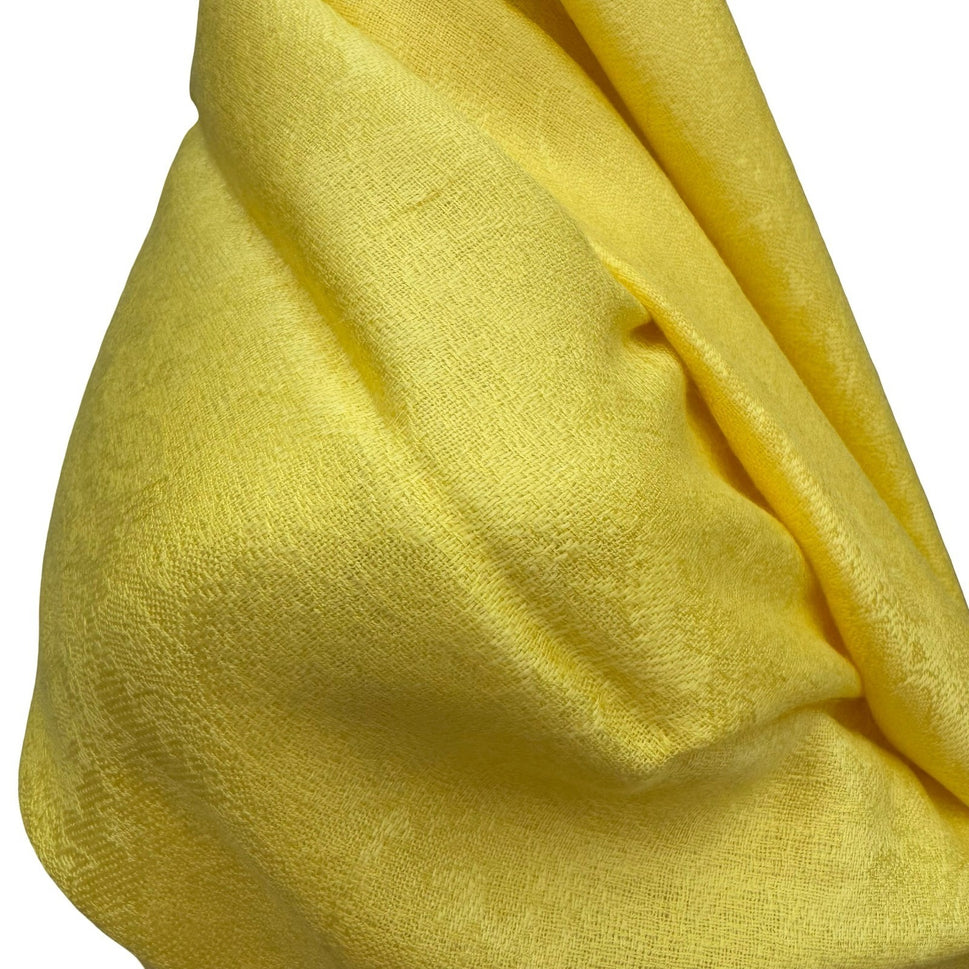 Pashmina 100% Pashmina Yellow Paisley Jacquard Fringe Scarf Shawl Wrap Boho Chic