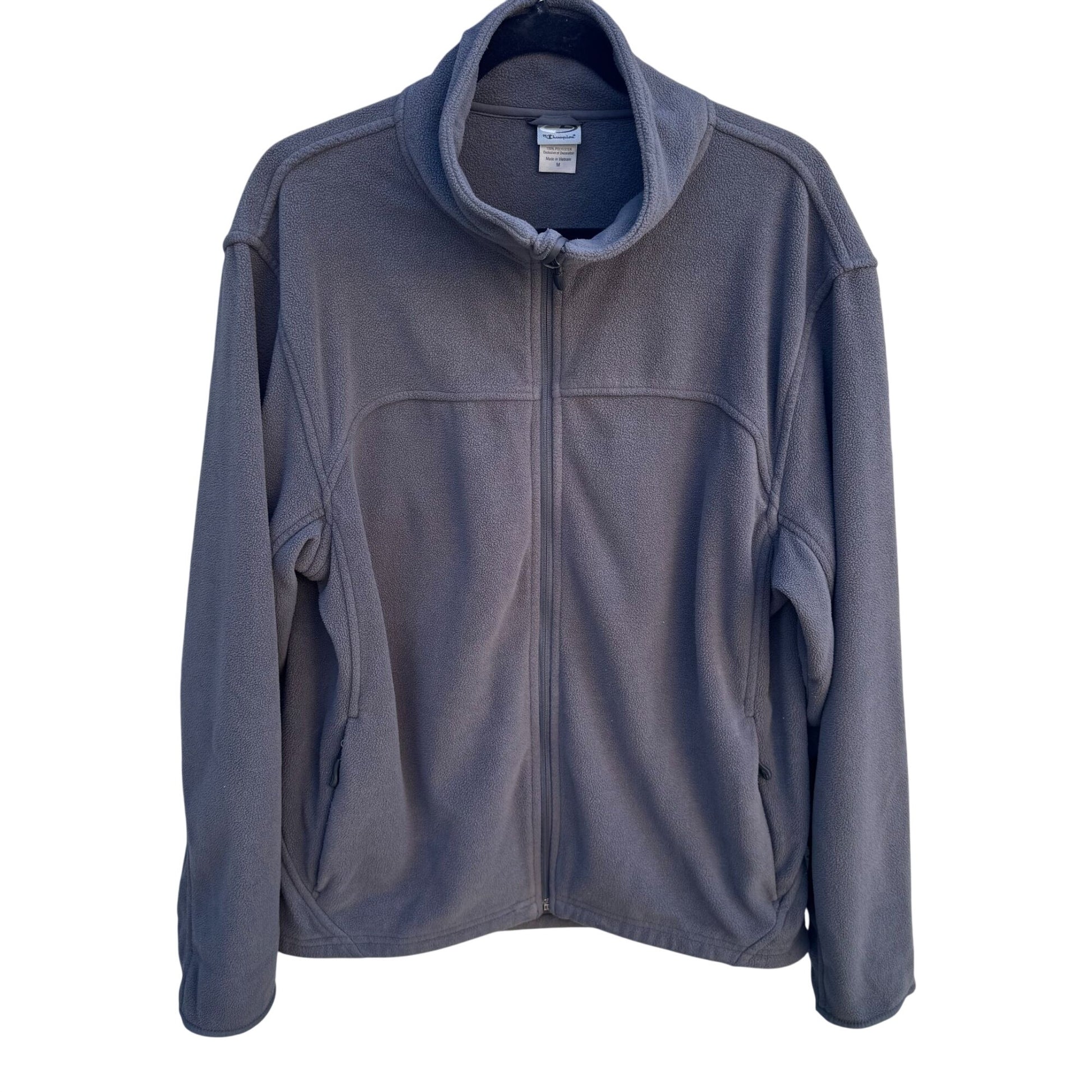 Champion Mens Gray Full-Zip Fleece High Collar Jacket Size M Athlesure Outdoor