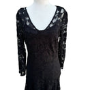 Switch Chetta B Vintage Women&#39;s Black Deep V Neck Lace Long Sleeve Two Piece Dress - 10 2 image