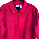 Switch Alfred Dunner Faux Suede Raw Edge Red Zip Front Pocket Western Jacket Womens 16 3 image