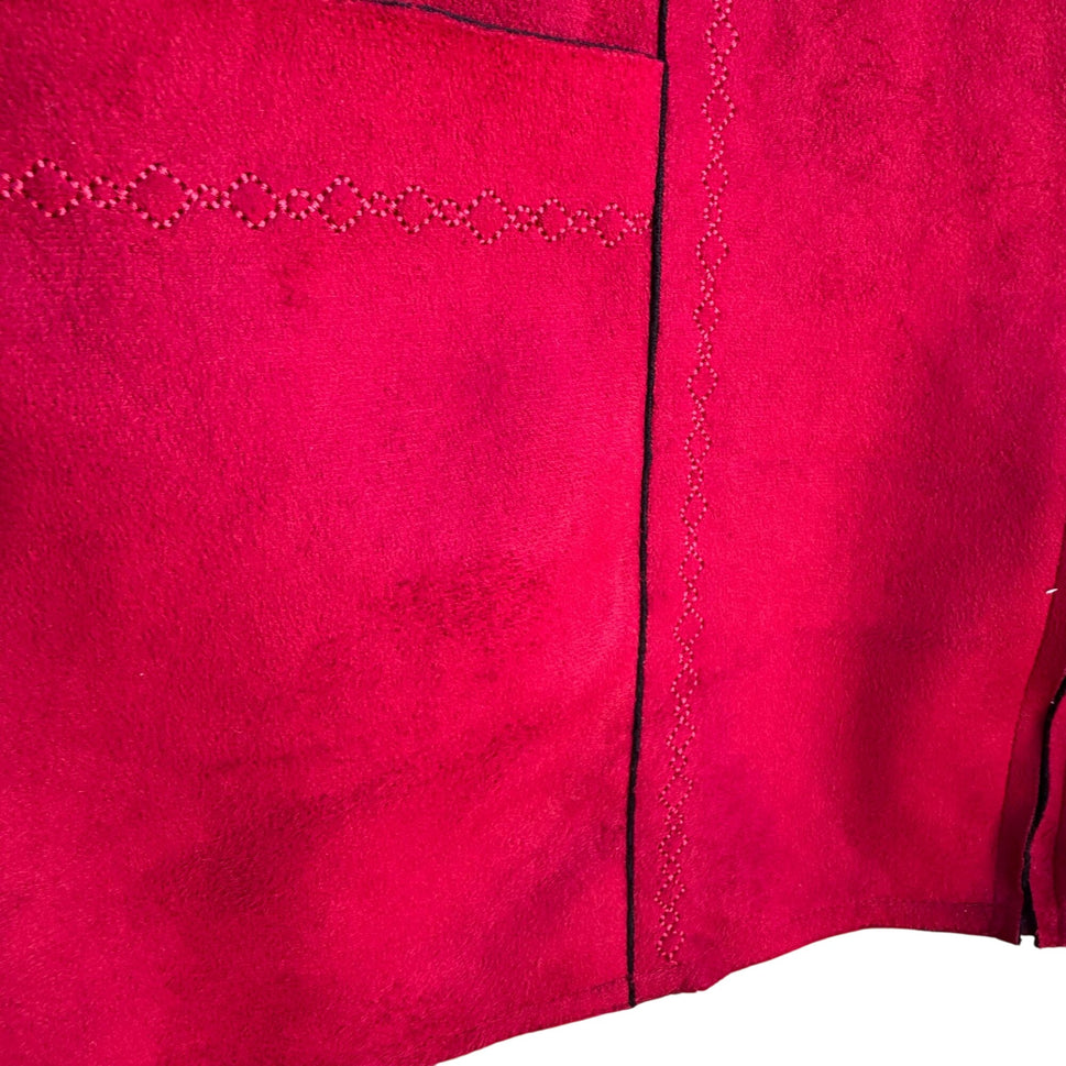 Alfred Dunner Faux Suede Raw Edge Red Zip Front Pocket Western Jacket Womens 16