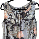 Switch Kasper Boho Flowy Paisley Floral Sleeveless Gathered Neck Blouse Layering L 3 image