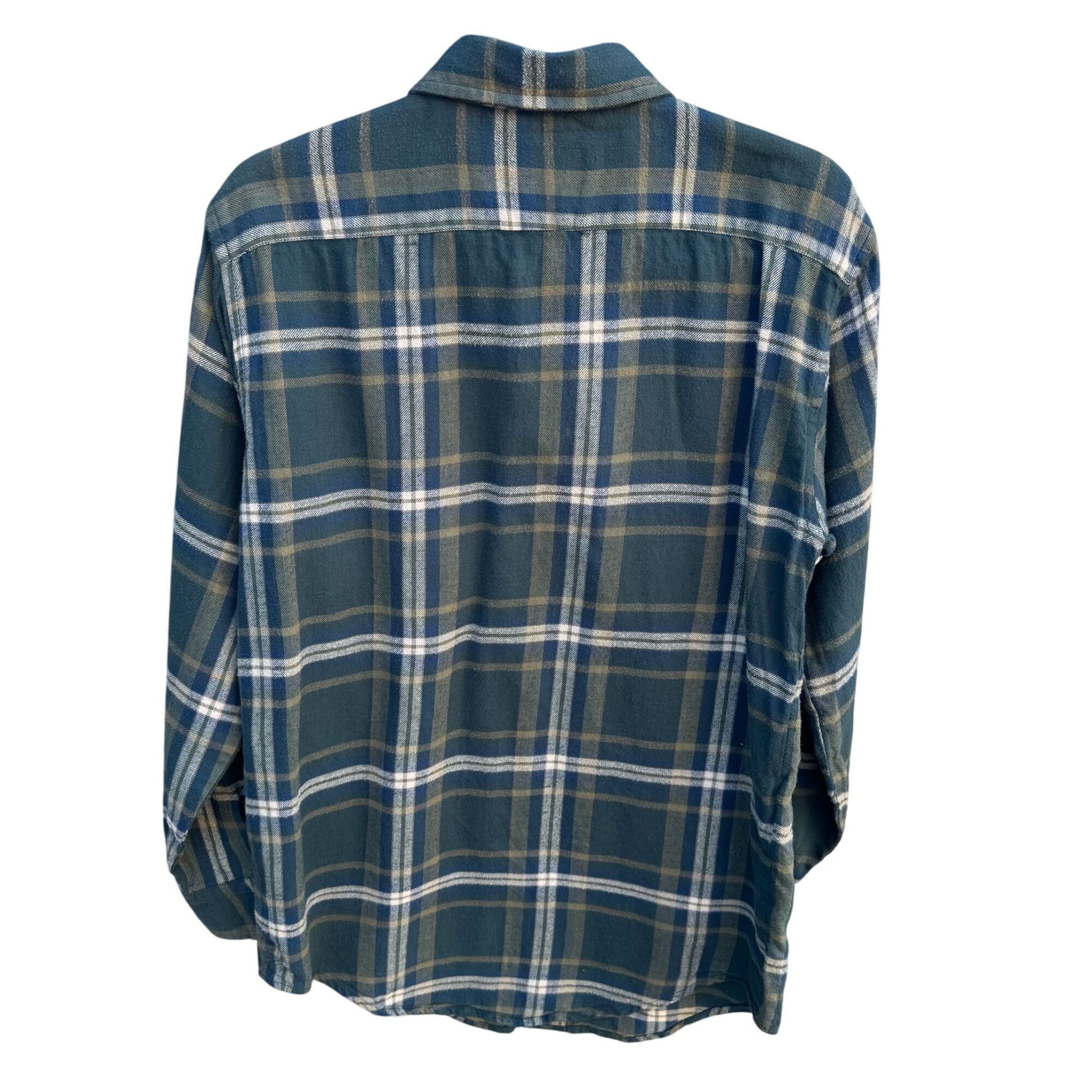 Arrow Vintage Mens Grunge Green Plaid Button-Up Shirt Long Sleeve Cotton M